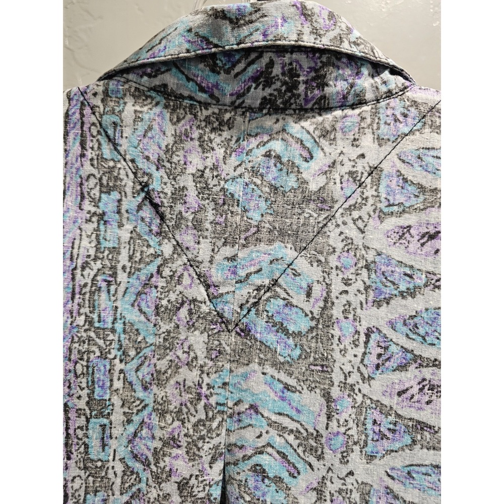 Vintage Body Objects Mens Shirt Abstract Geometric Blue Purple Gray USA Made XL - Picture 5 of 12